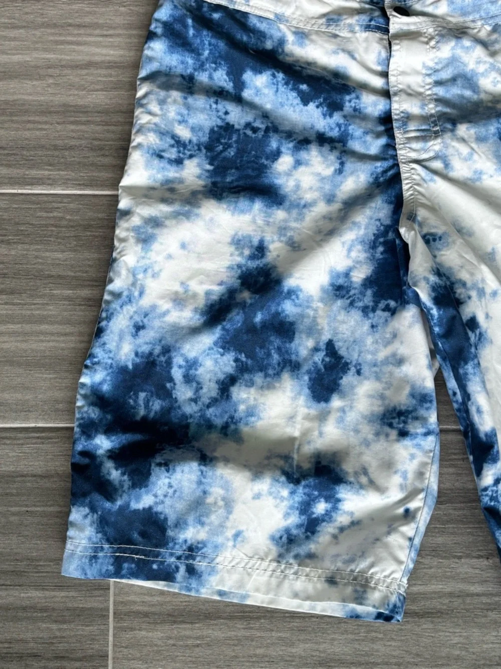 POLO Ralph Lauren Swim Trunks Tie-Dye Youth 18-20 Blue Large Logo Snap Waist